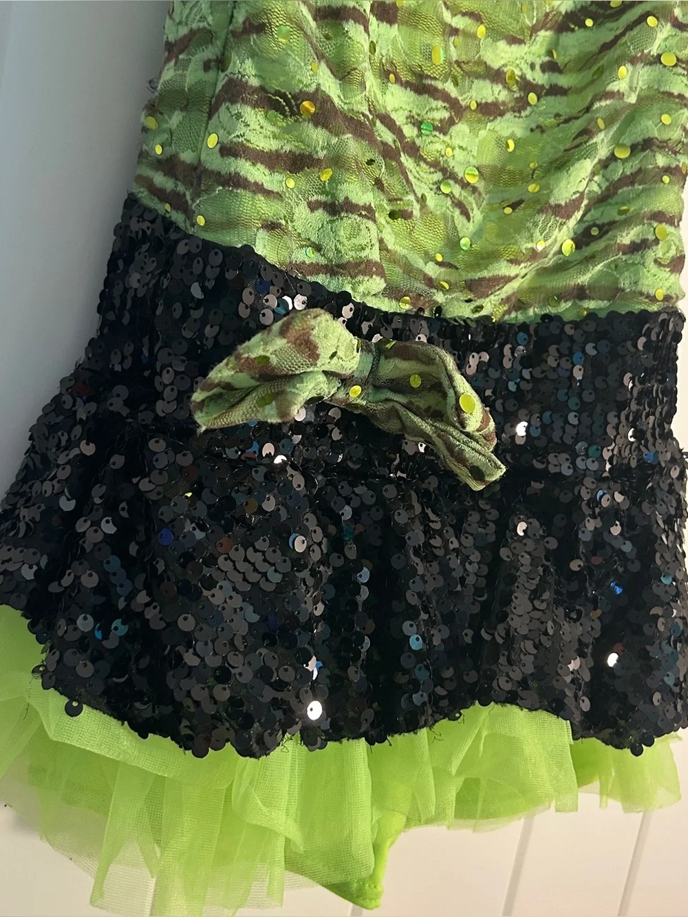 Weissman Girls Neon Zebra Sequin Dance Costume LC large child Halloween dress up